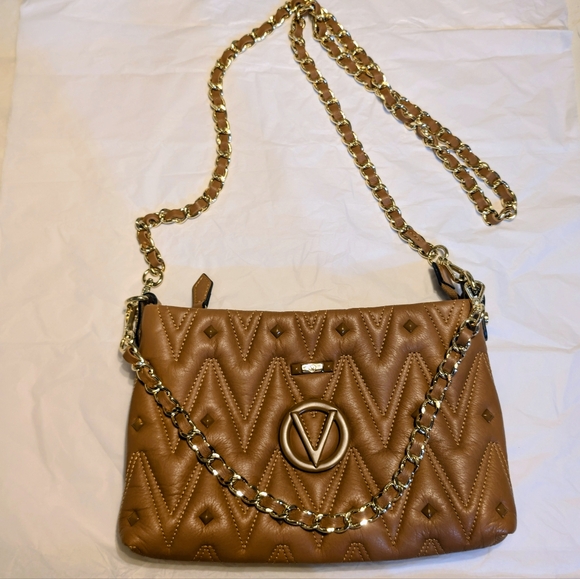 Valentino Brown Quilted Handbag with Gold Chain - Picture 7 of 9